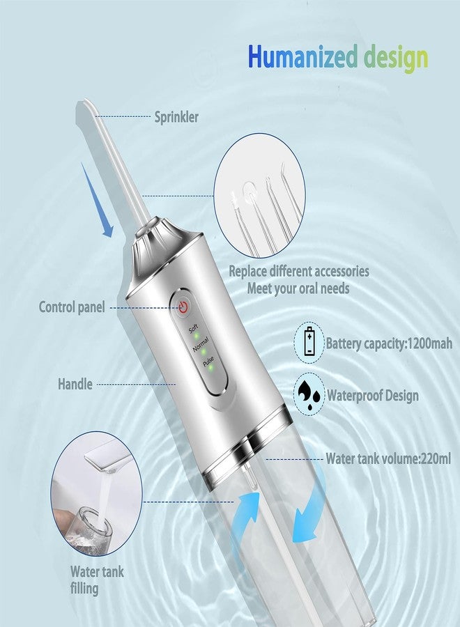 CHEENNY Water Flosser Oral Irrigator with 3 Modes 4 Jets IPX7 | Cordless Waterproof Rechargeable Irrigation Cleaner with 220ml Detachable Water Tank for Teeth Cleaning (Multicolor) (Water Dental Flosser) - Image 4